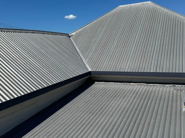 New COLORBOND roof sheeting viewed from the ridge